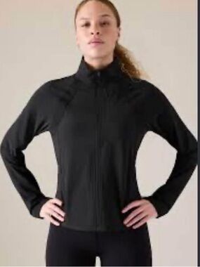 Women's Black Zip-Up Performance Jacket Athleta Run with it XL tall NWT sleek